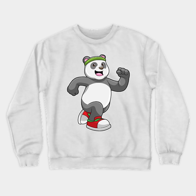 Panda at Running with Headband Crewneck Sweatshirt by Markus Schnabel